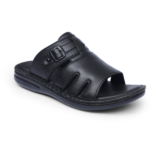 Grain Leather Black Handmade Chappal - T12