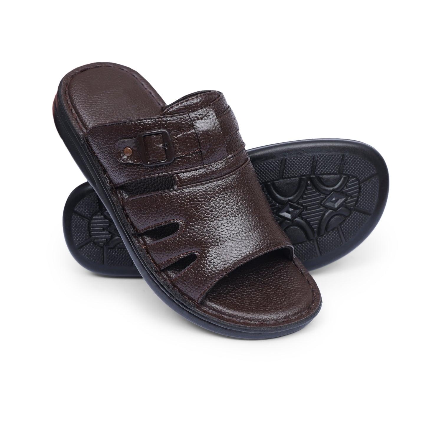 Grain Leather Brown Handmade Chappal - T12