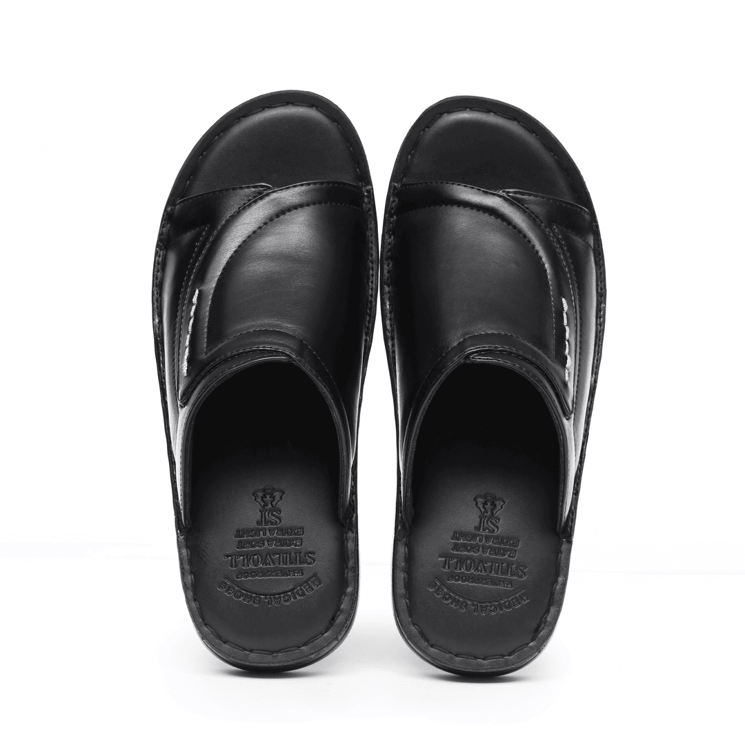 Black Pure Cow Leather Chappal - T7 - JOGGY