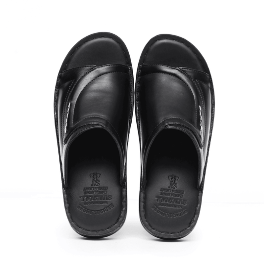 Black Pure Cow Leather Chappal - T7 - JOGGY