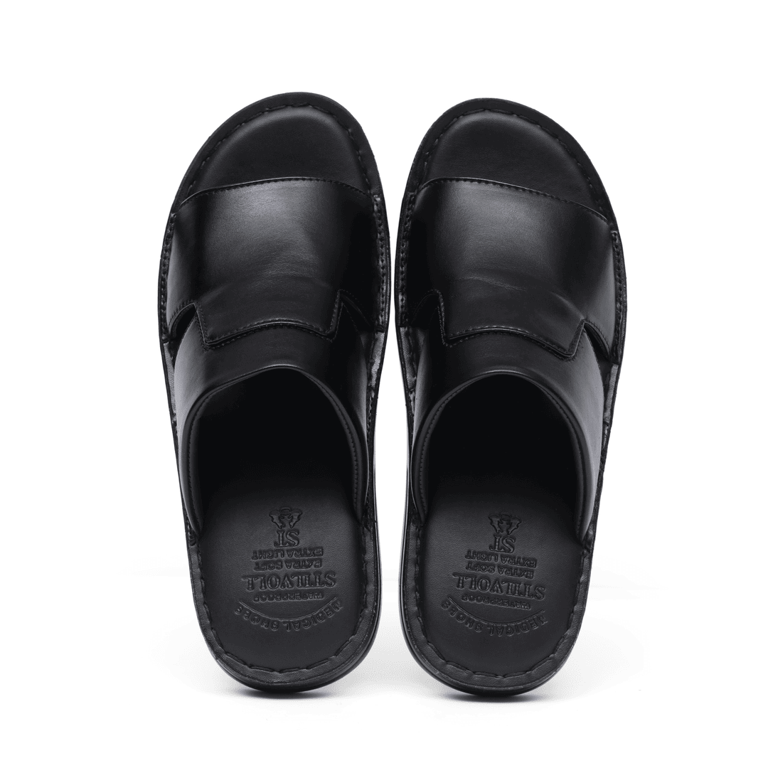 Black Pure Cow Leather Chappal - T4 - JOGGY