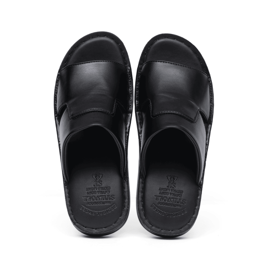 Black Pure Cow Leather Chappal - T4 - JOGGY
