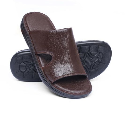 Grain Leather Brown Handmade Chappal - T10