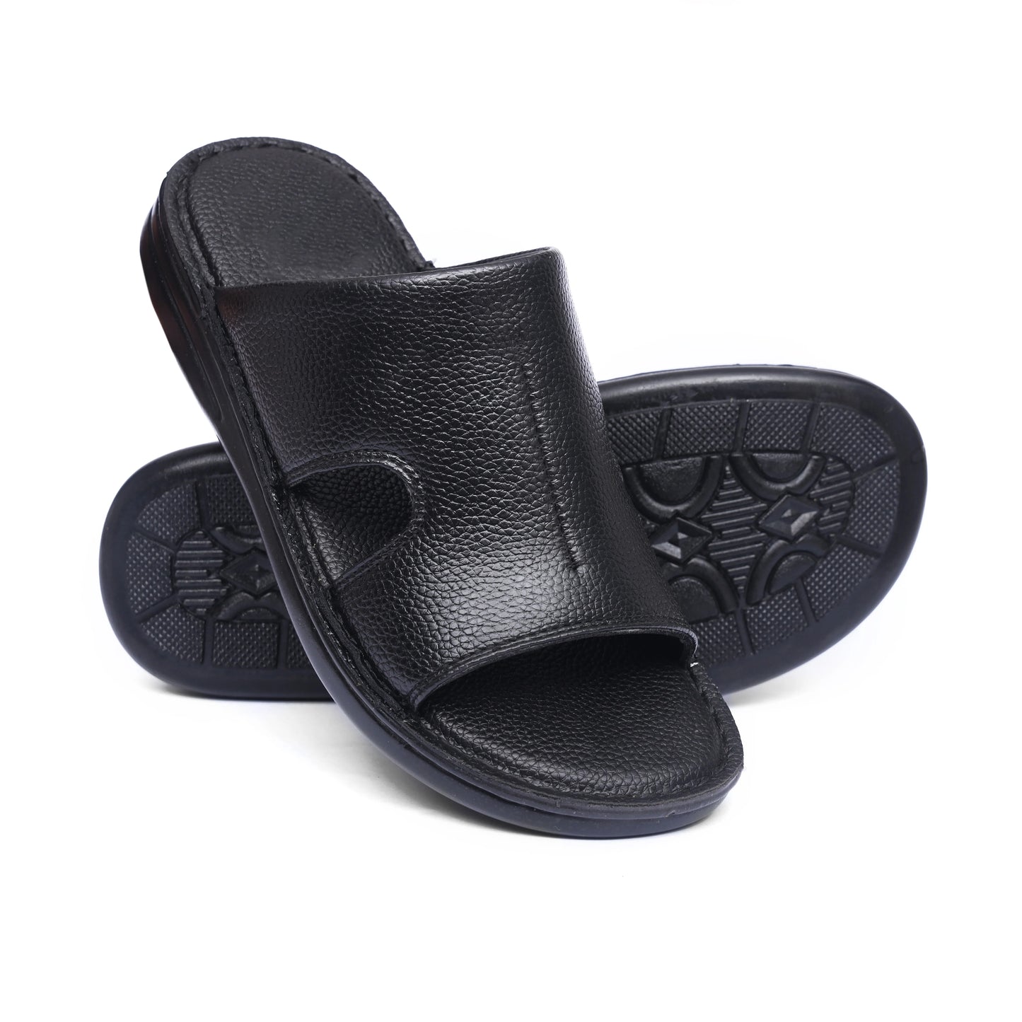 Grain Leather Black Handmade Chappal - T10