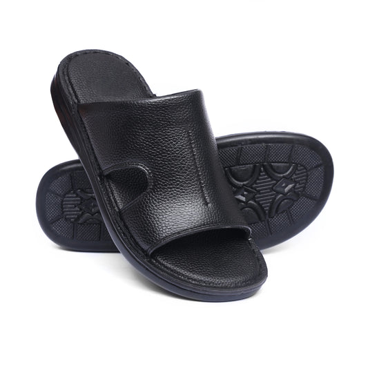 Grain Leather Black Handmade Chappal - T10