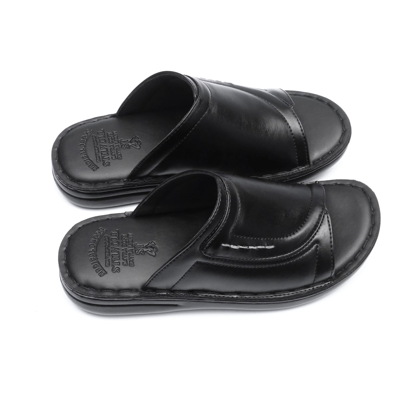 Black Pure Cow Leather Chappal - T7 - JOGGY