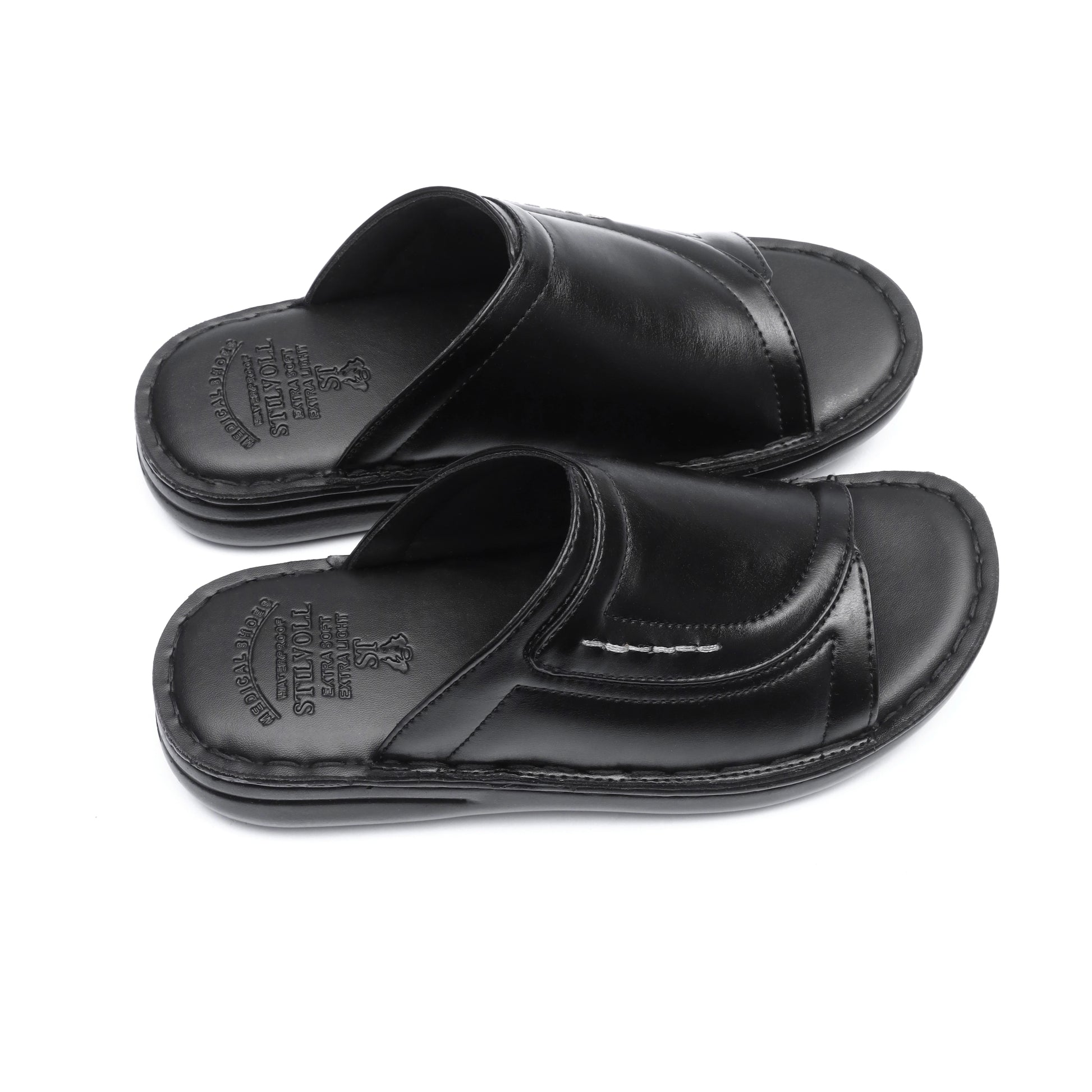 Black Pure Cow Leather Chappal - T7 - JOGGY
