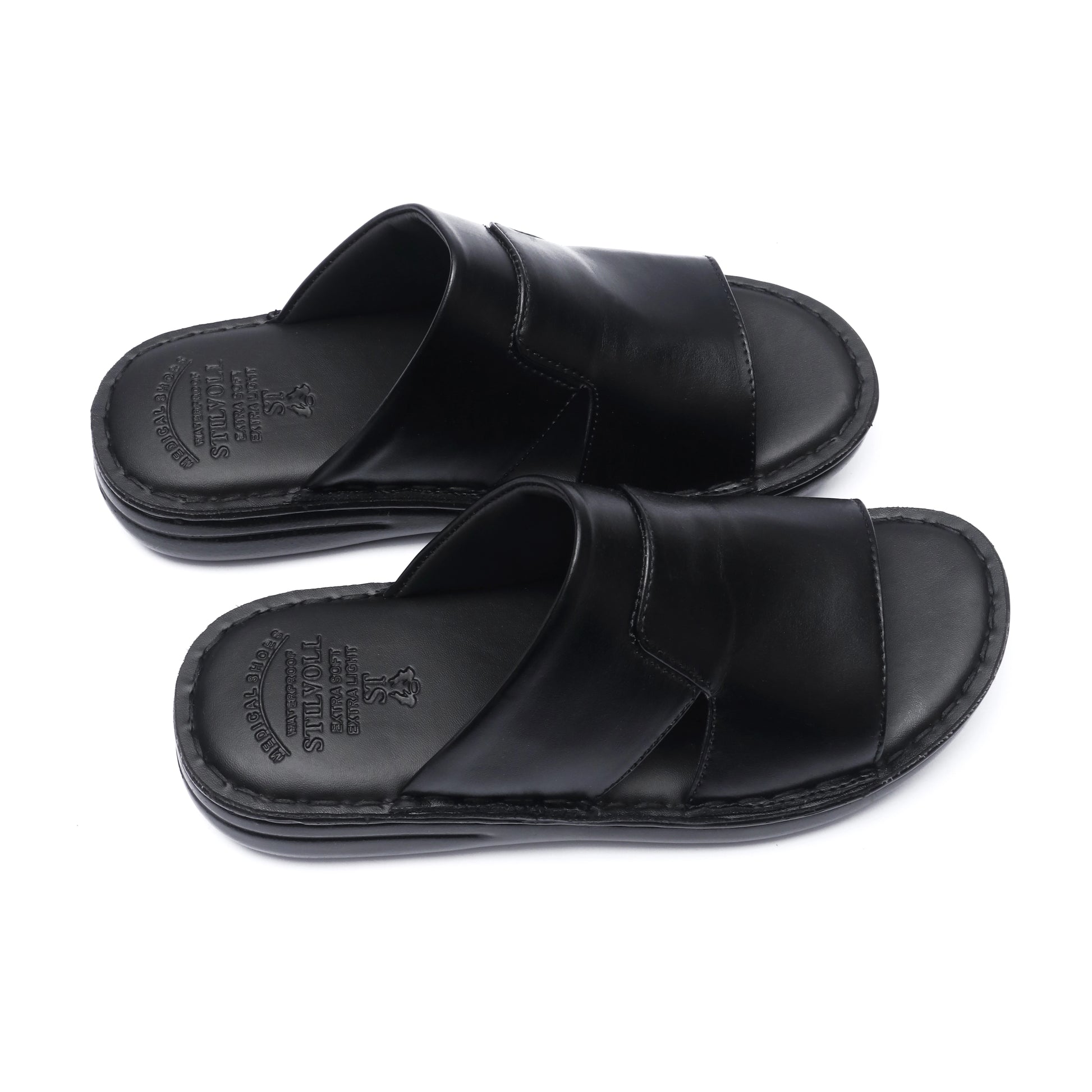 Black Pure Cow Leather Chappal - T4 - JOGGY
