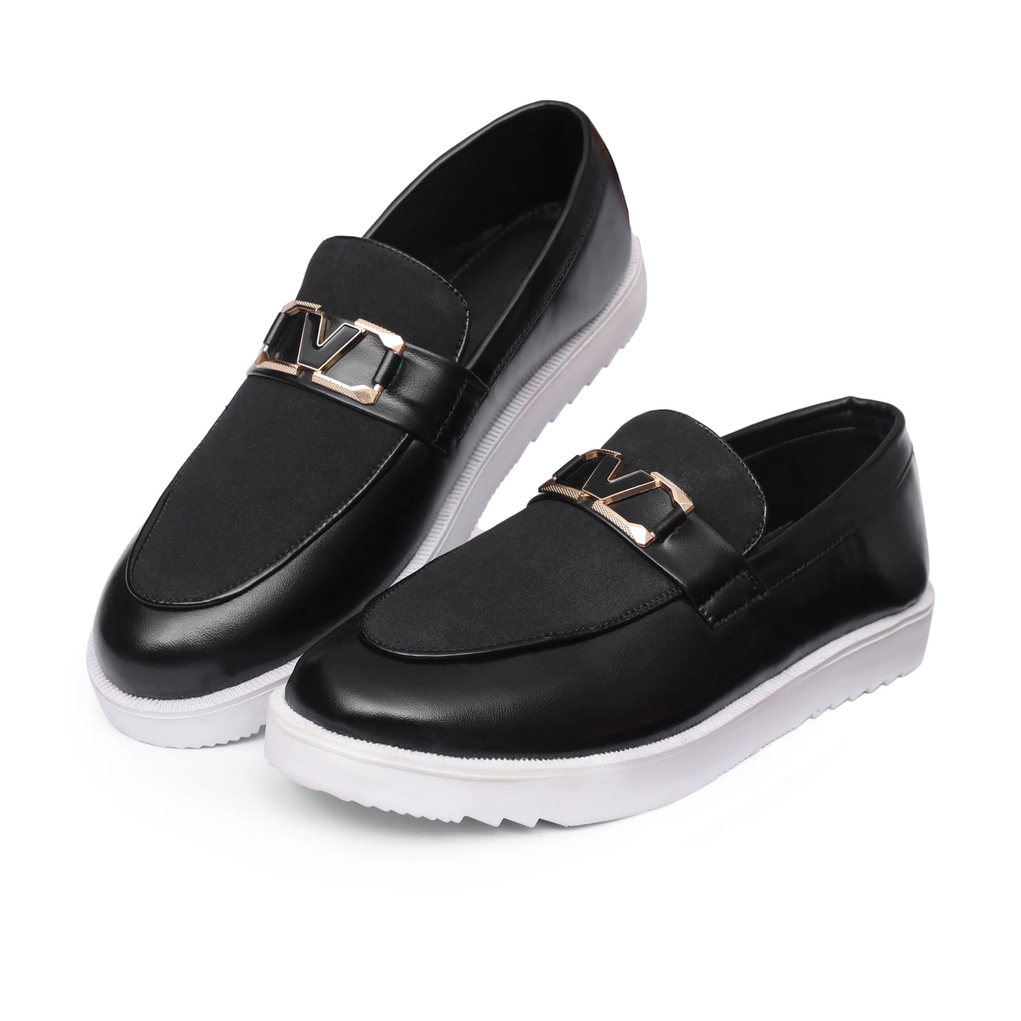 Black Suede Leather Buckle Loafer – F1