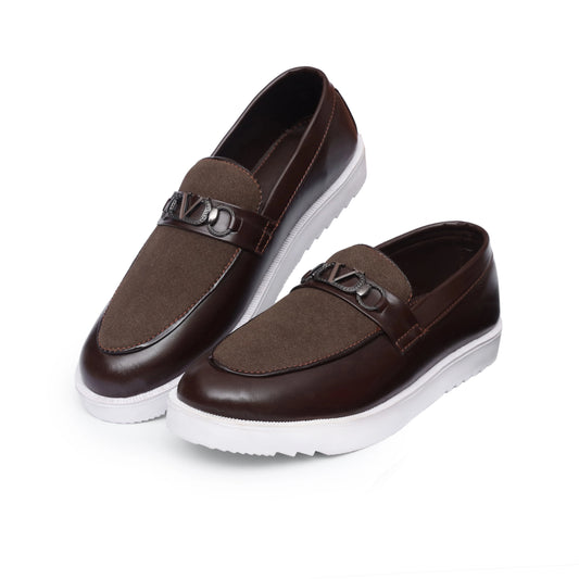 Brown Suede Leather Buckle Loafer – F1