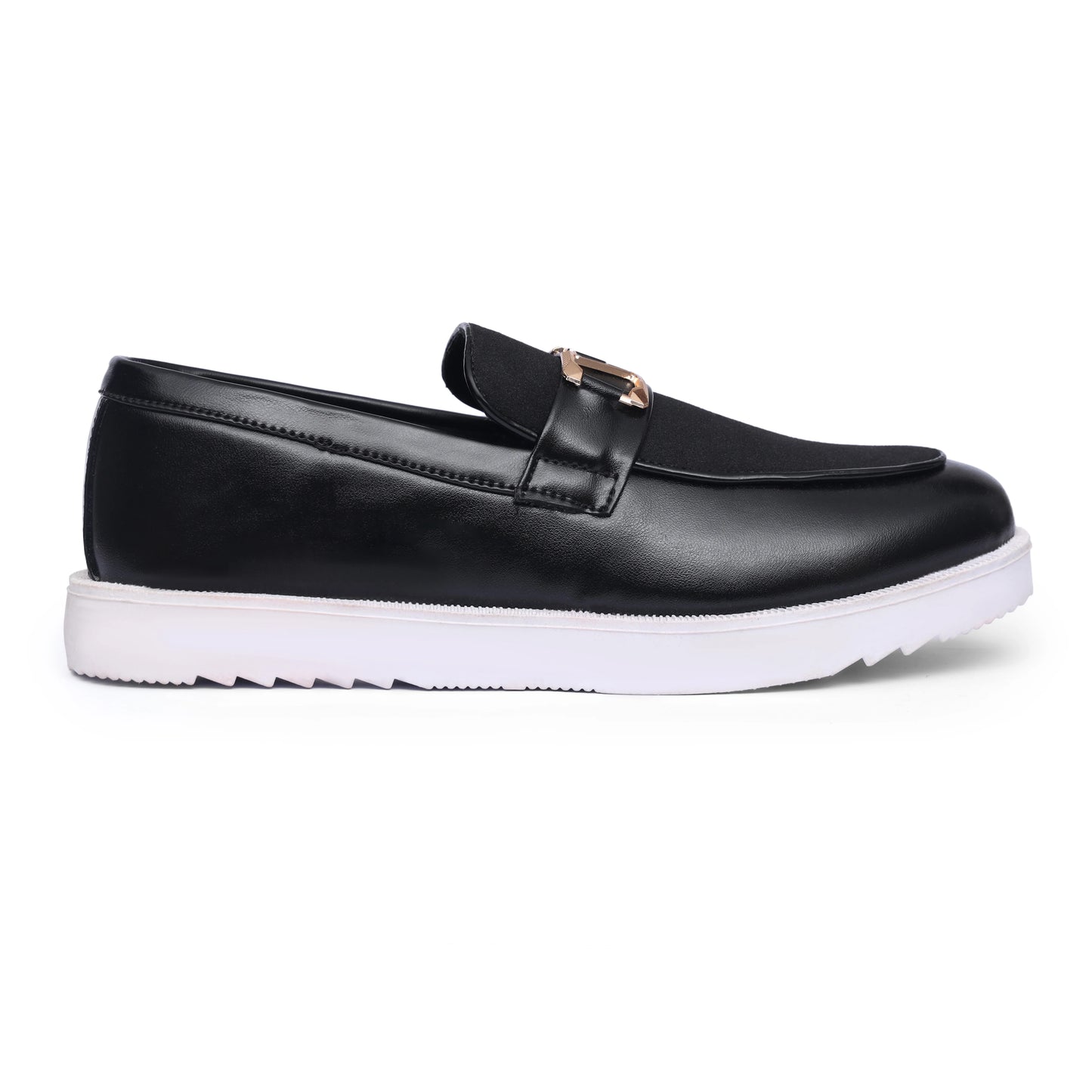 Black Suede Leather Buckle Loafer – F1