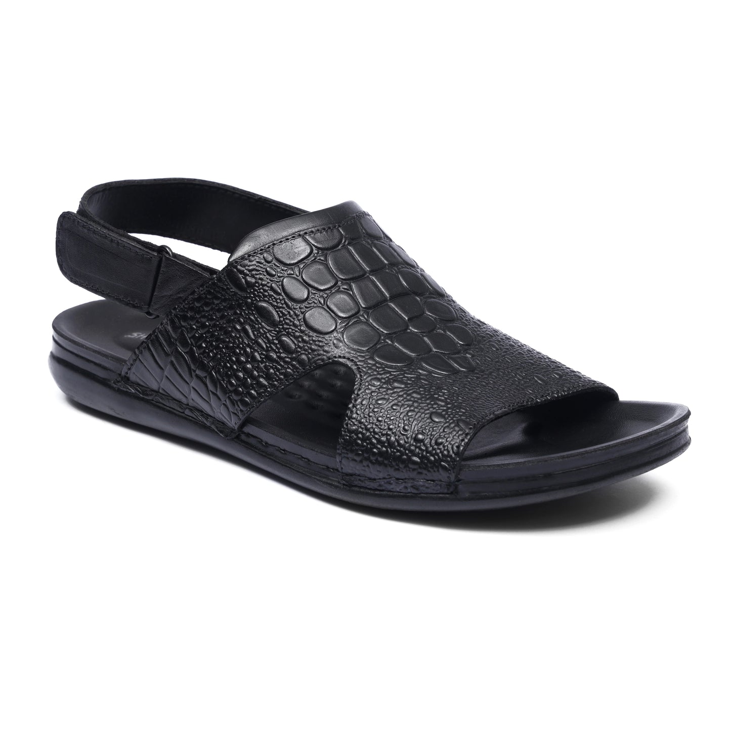 Black Pure Croc Leather Sandal - CL - 0359 - JOGGY