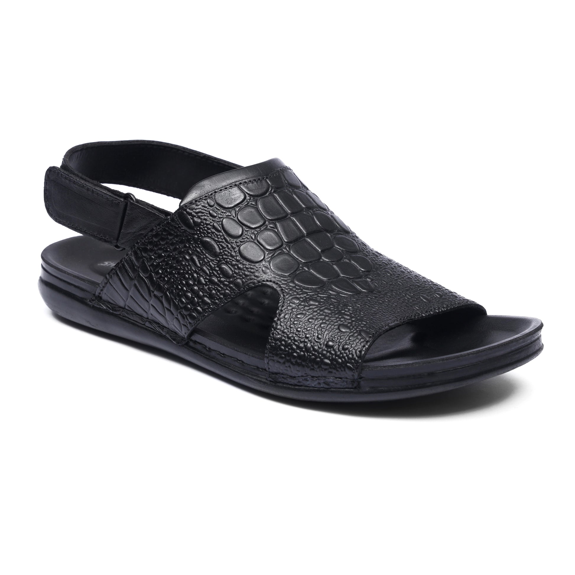 Black Pure Croc Leather Sandal - CL - 0359 - JOGGY