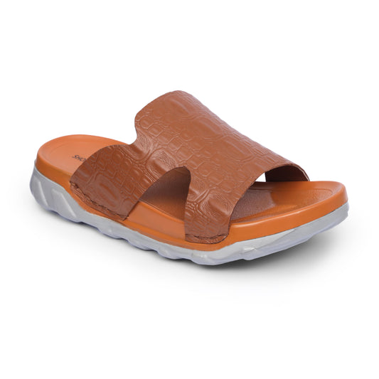 Double PU Mustard Leather Chappal - TAN - 808