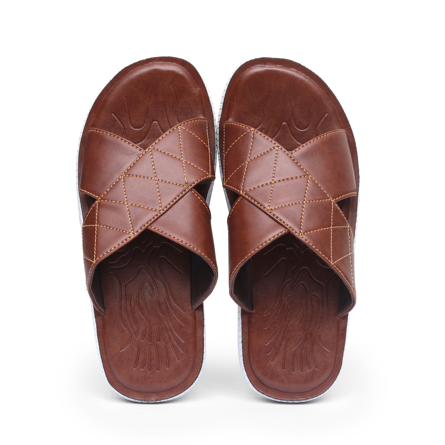 Mustard Quilted Pure Leather Slides - FL - 03