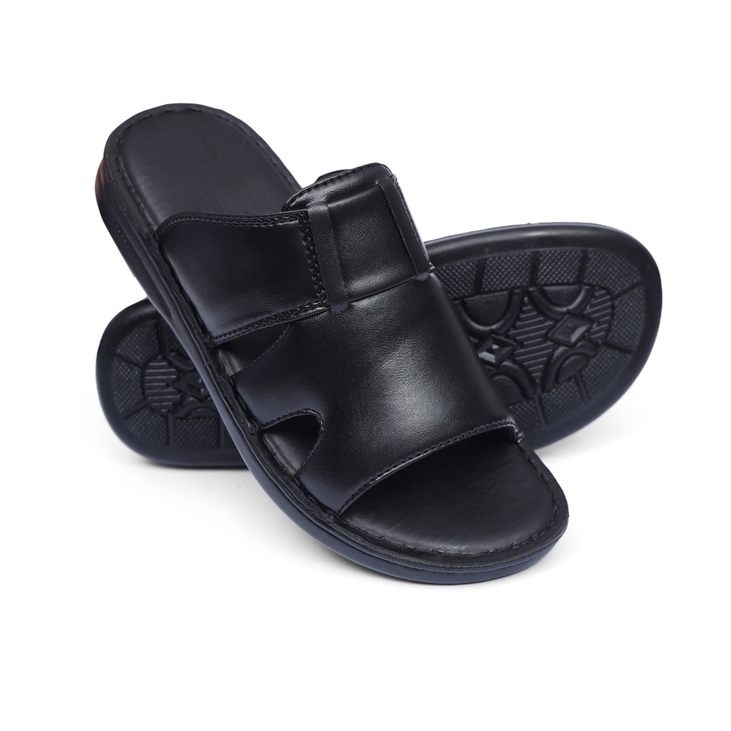 Grain Leather Black Handmade Chappal - T11