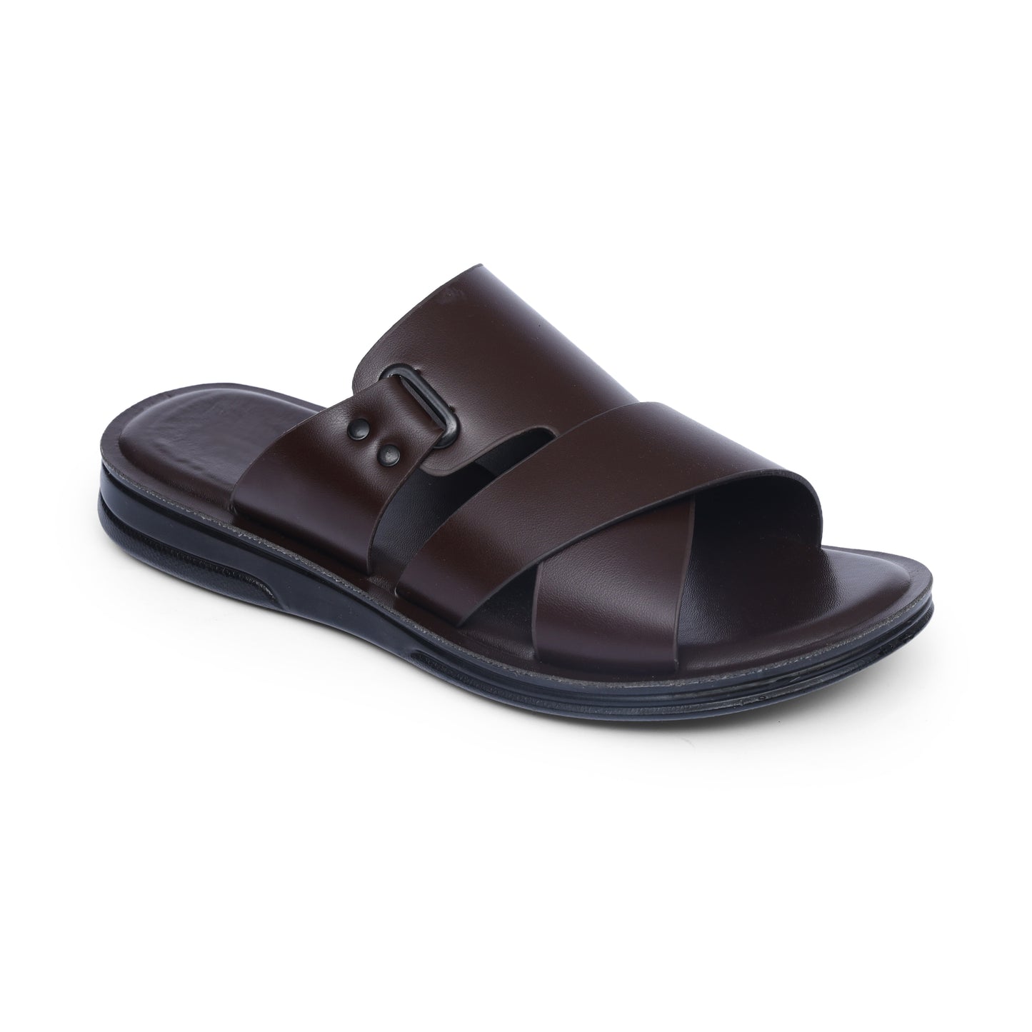 Cross-Buckled Brown Slides - V8