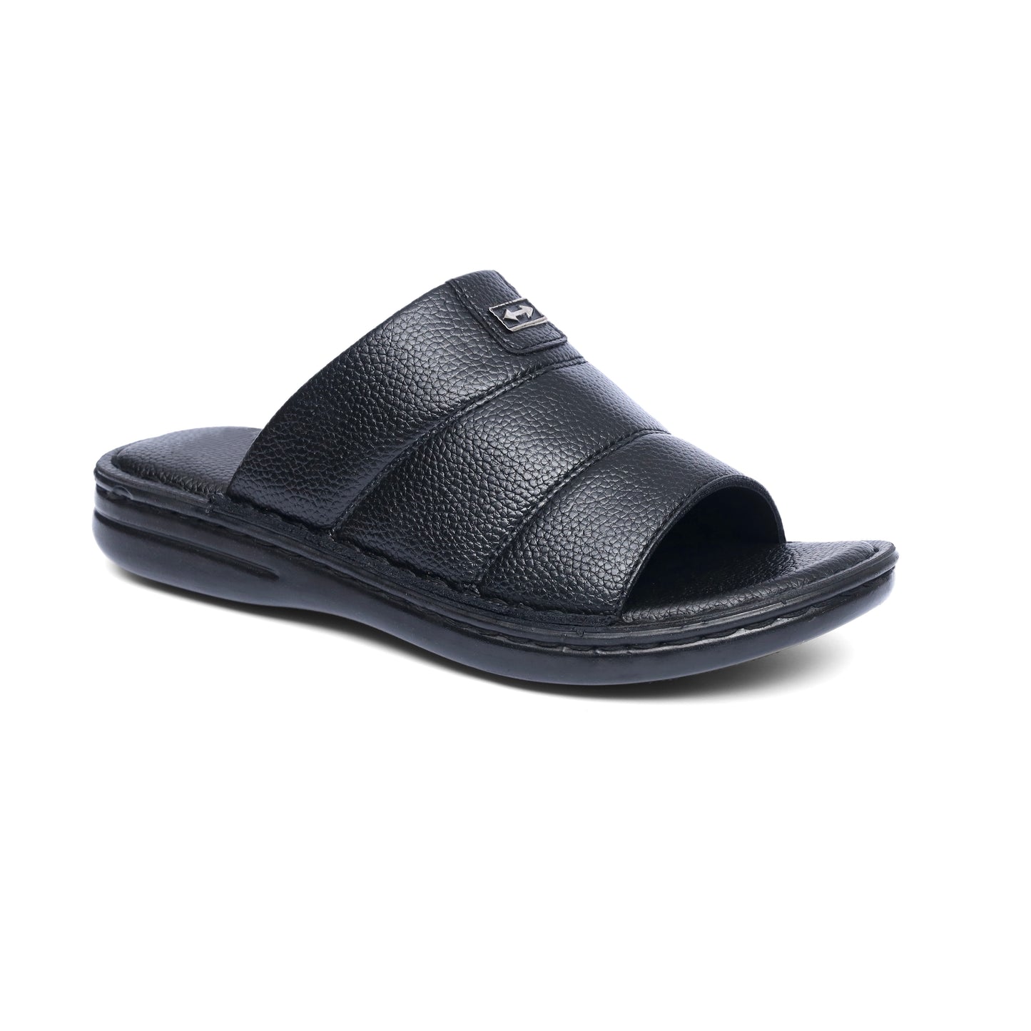 Grain Leather Black Handmade Chappal - T13