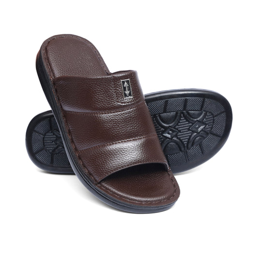Grain Leather Brown Handmade Chappal - T13