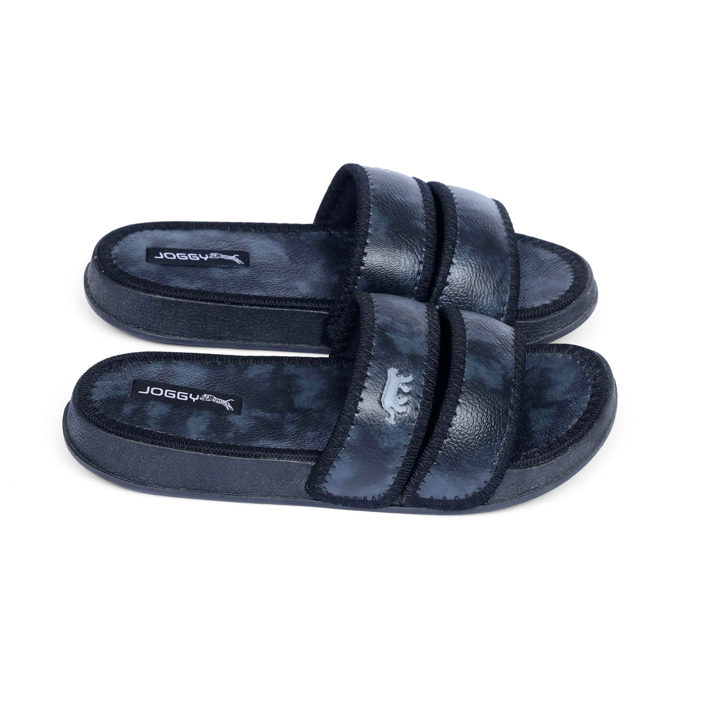 Premium Black Strap Pure Leather Slides - HE - 4