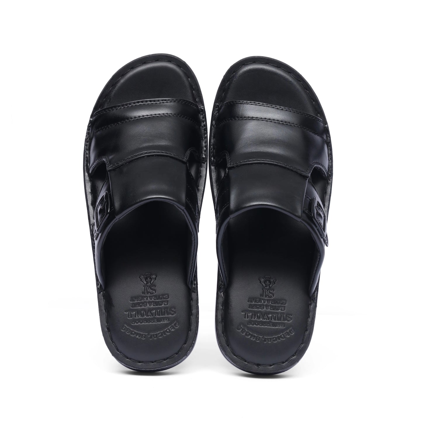 Black Pure Cow Leather Chappal - T3 - JOGGY