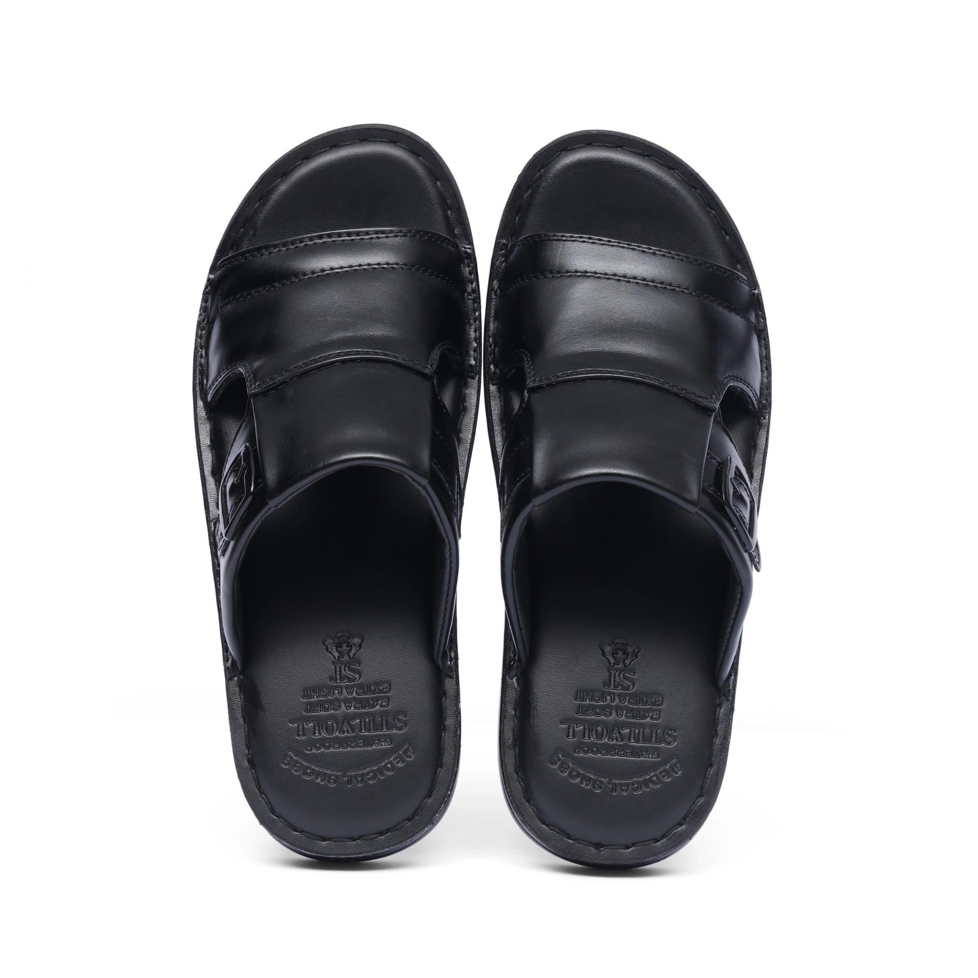 Black Pure Cow Leather Chappal - T3 - JOGGY