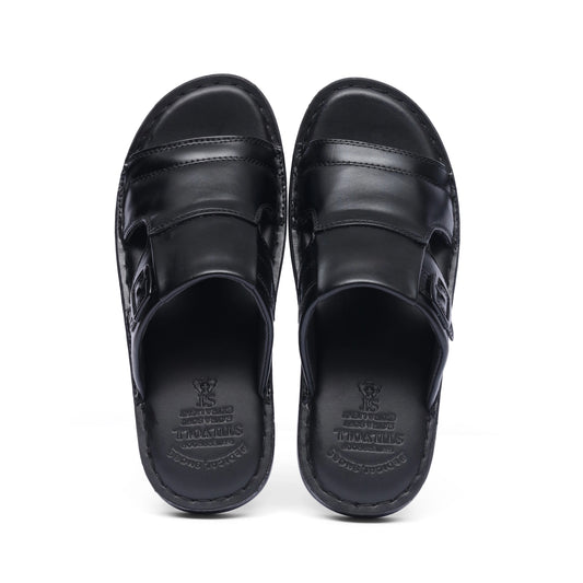 Black Pure Cow Leather Chappal - T3 - JOGGY