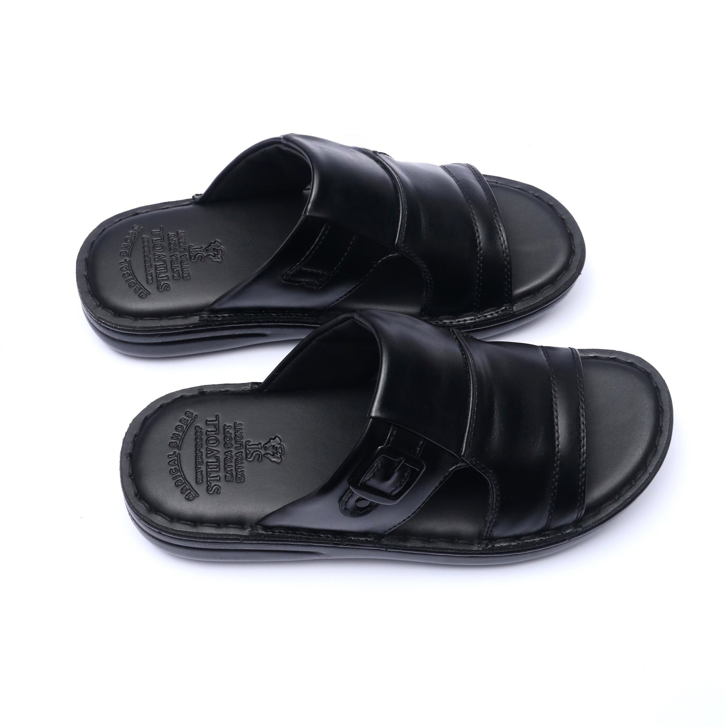 Black Pure Cow Leather Chappal - T3 - JOGGY