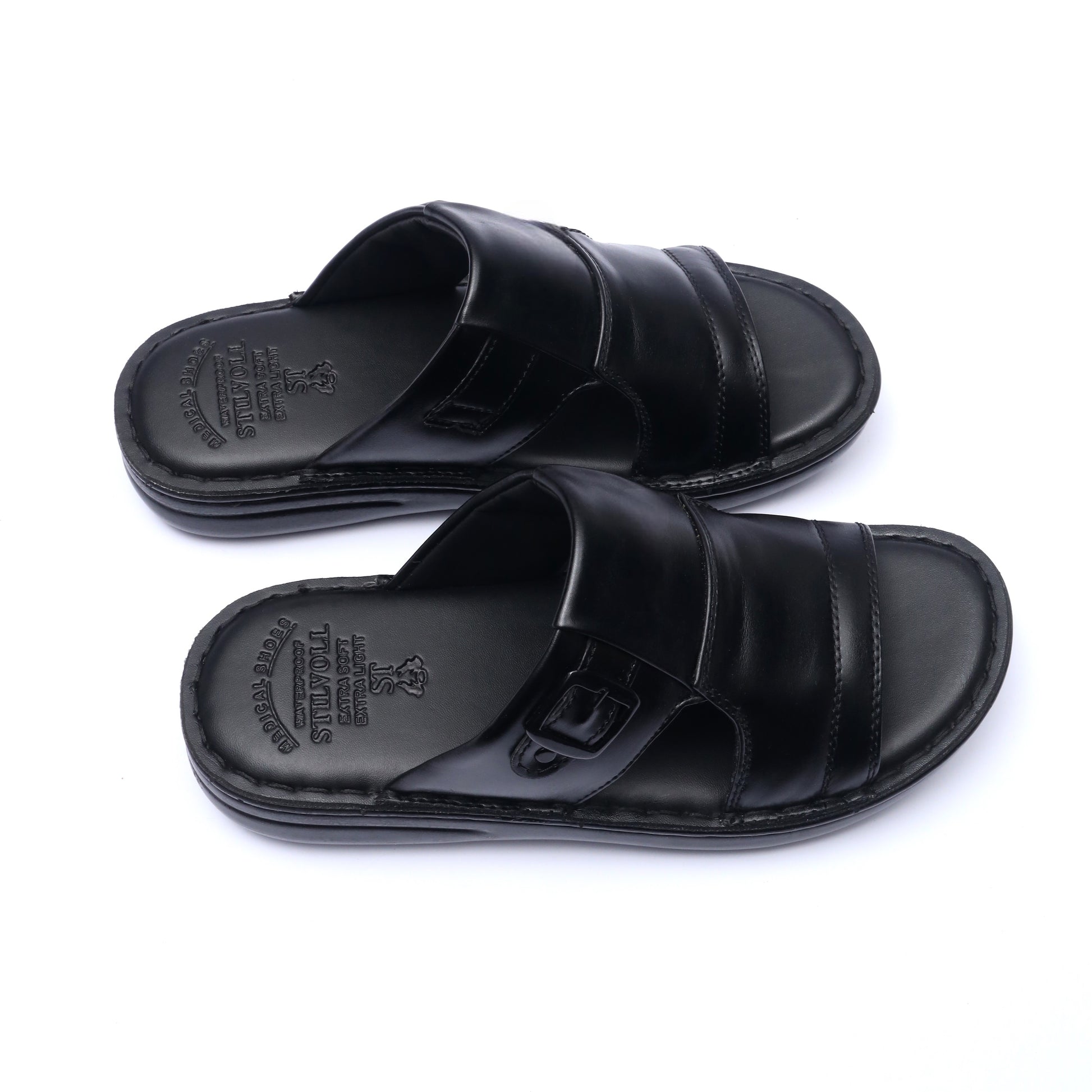 Black Pure Cow Leather Chappal - T3 - JOGGY