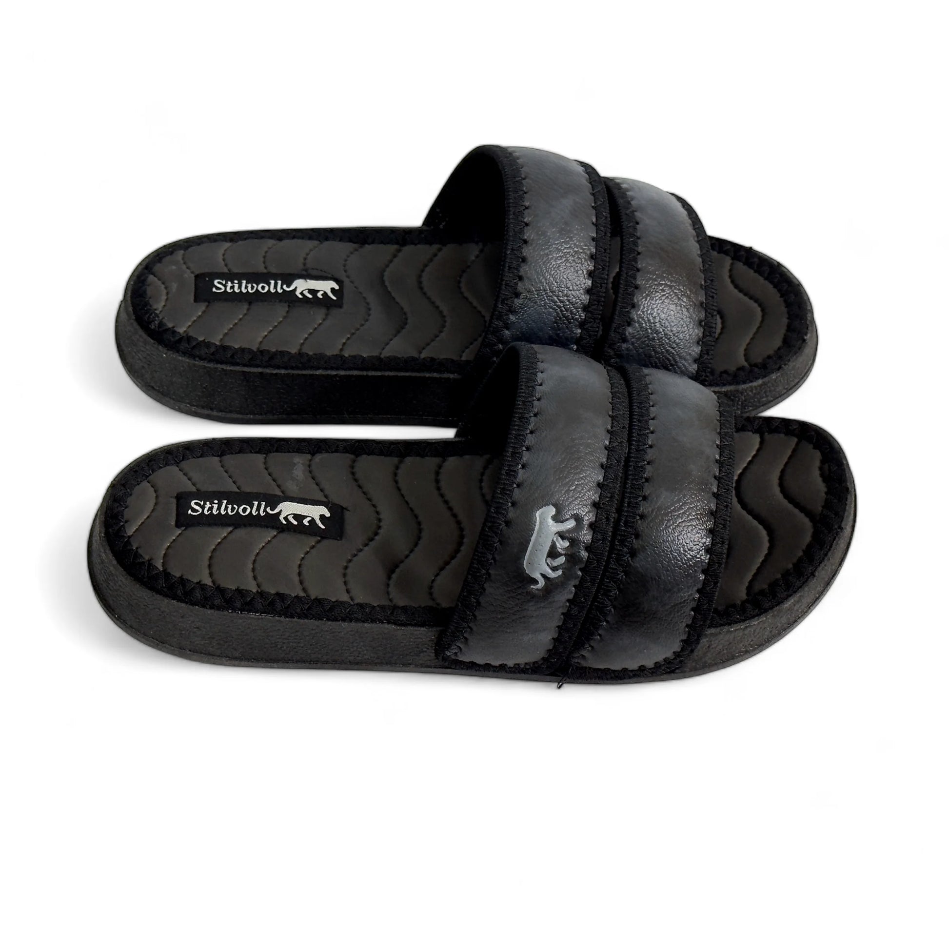 Black Strap Pure Leather Slides - HE - 4 - JOGGY