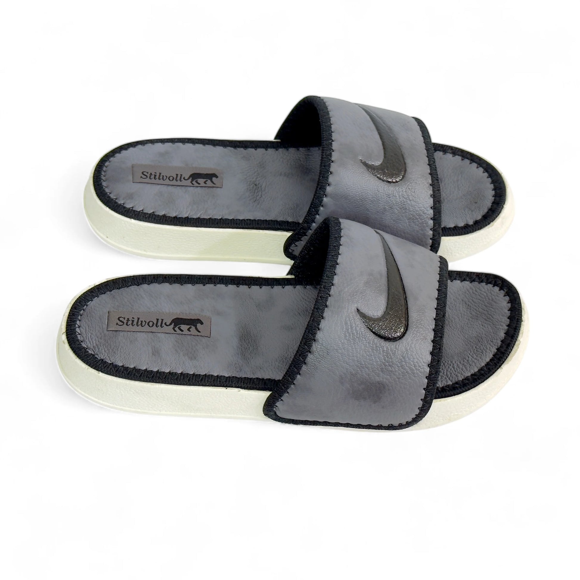 Ash Grey Pure Leather Nike Slides - HE - 3 - JOGGY