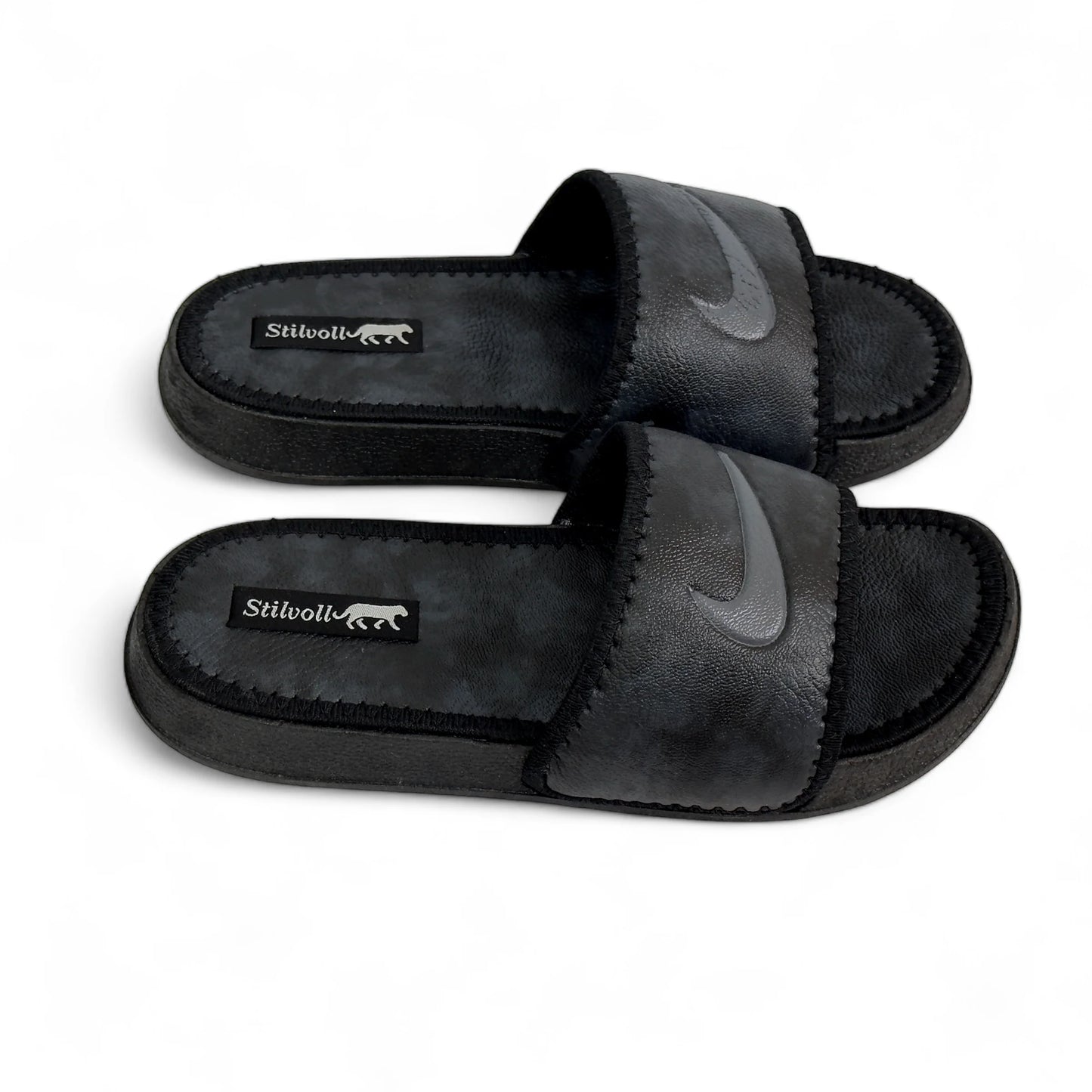 Black Pure Leather Nike Slides - HE - 3 - JOGGY