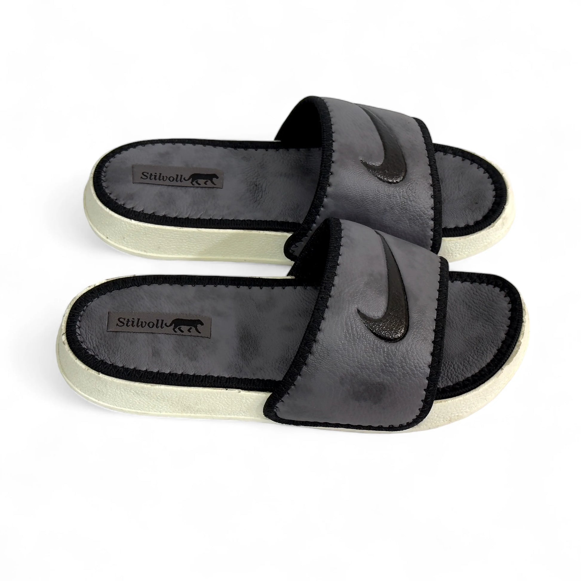 Dark Grey Pure Leather Nike Slides - HE - 3 - JOGGY