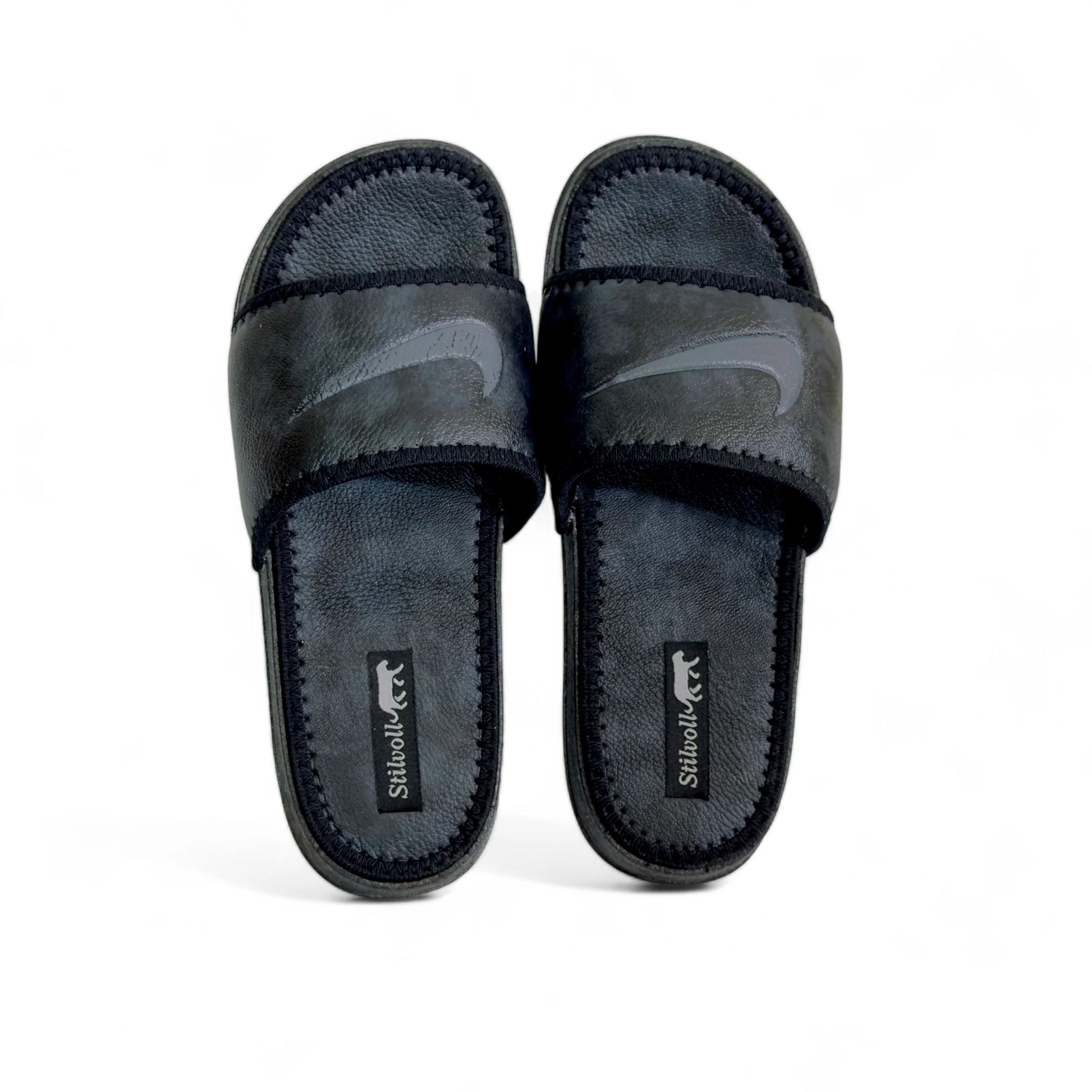Black Pure Leather Nike Slides - HE - 3 - JOGGY