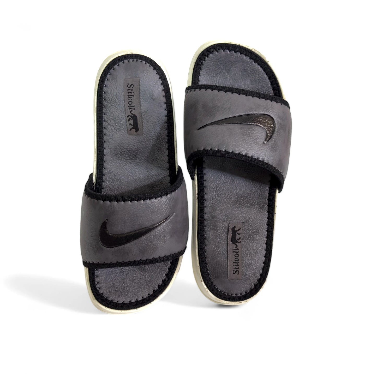 Dark Grey Pure Leather Nike Slides - HE - 3 - JOGGY