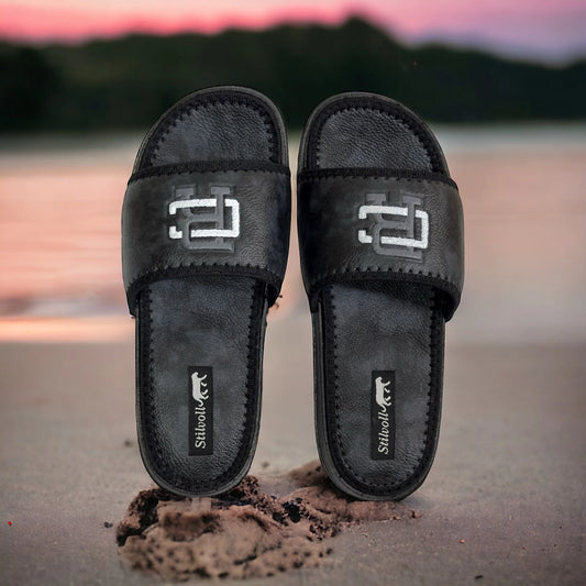Black CR Pure Leather Slides - HE - 5 - JOGGY