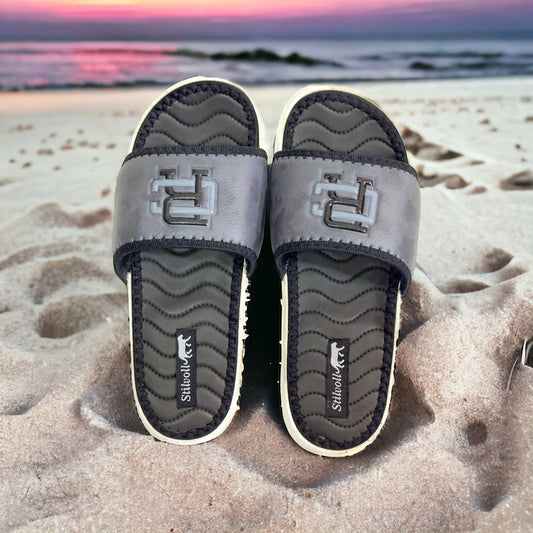 Ash Grey CR Pure Leather Slides - HE - 5 - JOGGY