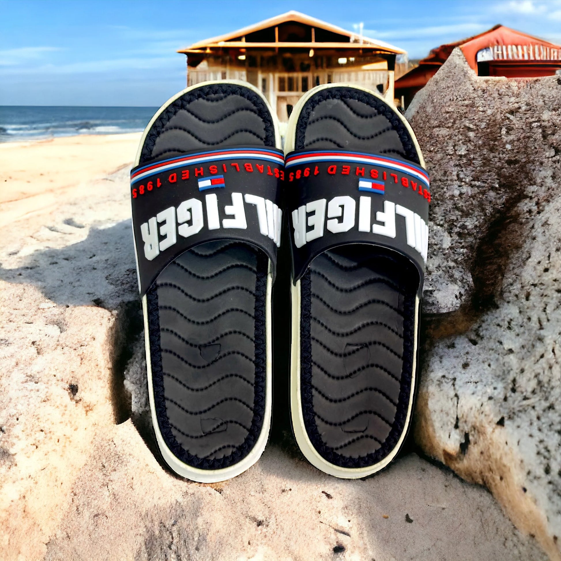 Imported Tommy Hilfiger Black Slides - HE - 1 - JOGGY