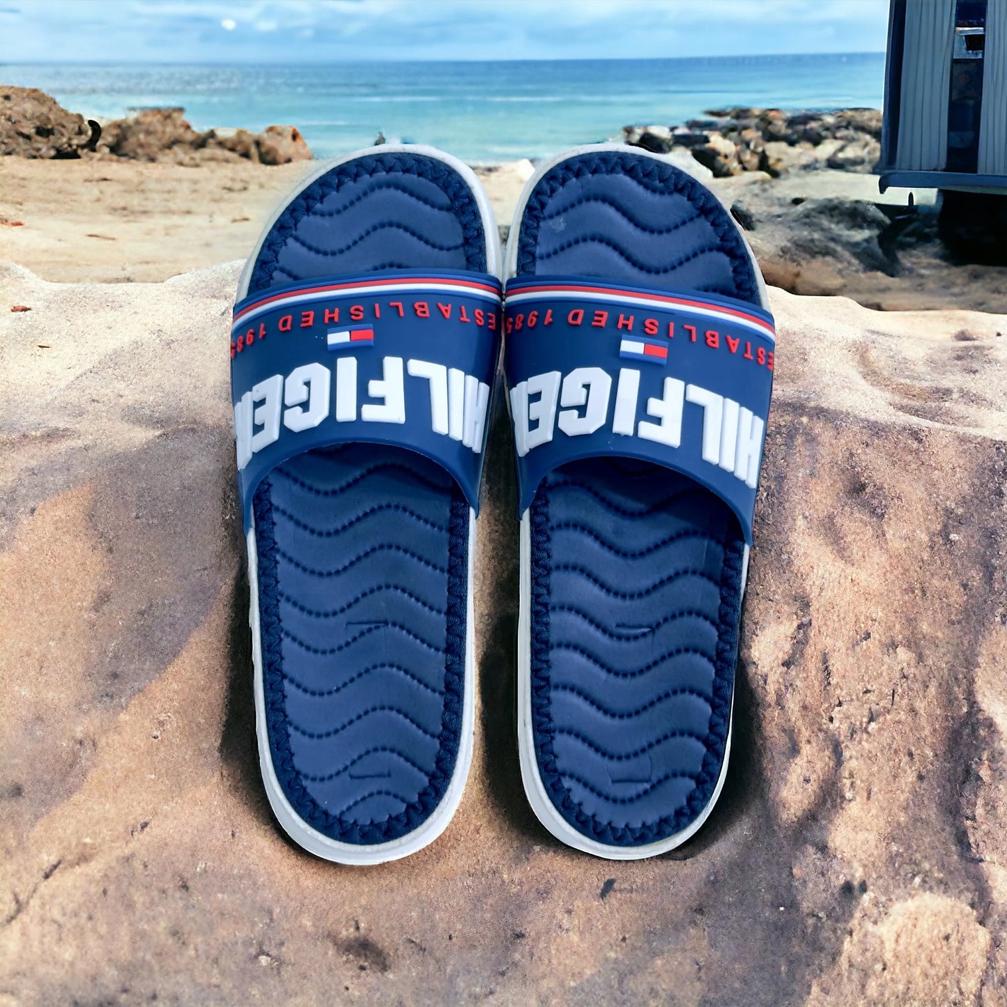 Imported Tommy Hilfiger Blue Slides - HE - 1 - JOGGY