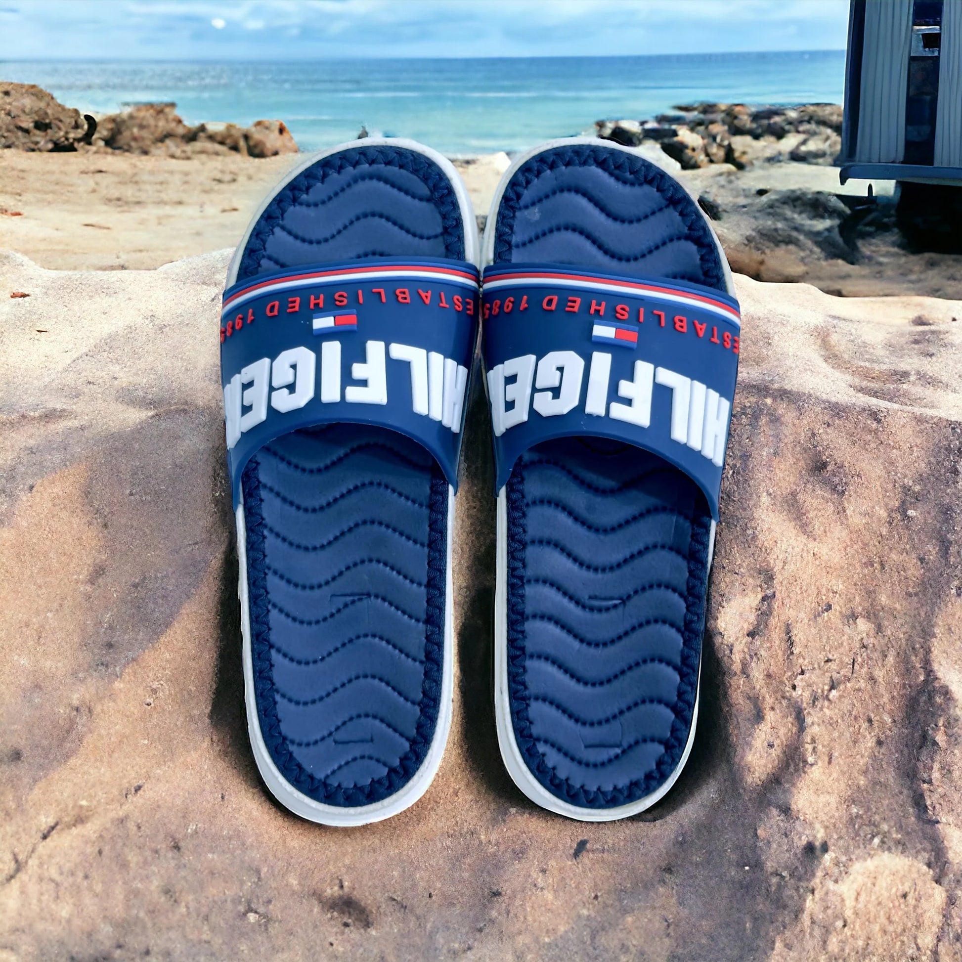 Imported Tommy Hilfiger Blue Slides - HE - 1 - JOGGY