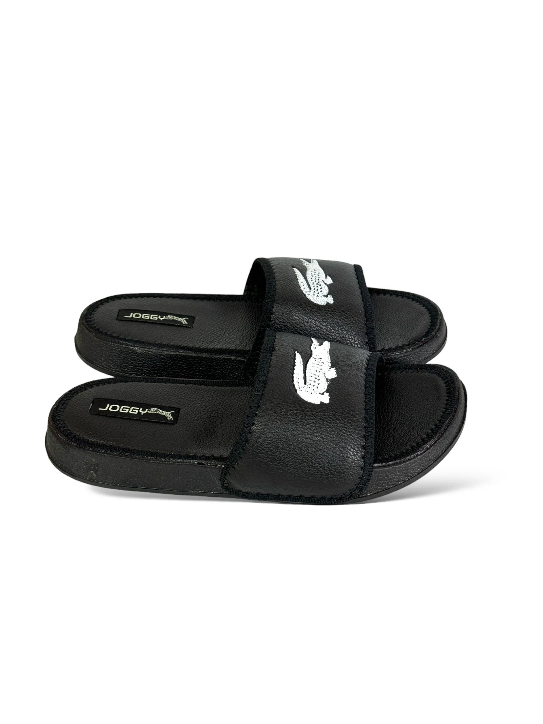 Black Lacoste Pure Leather Slides - HE – 6 - JOGGY
