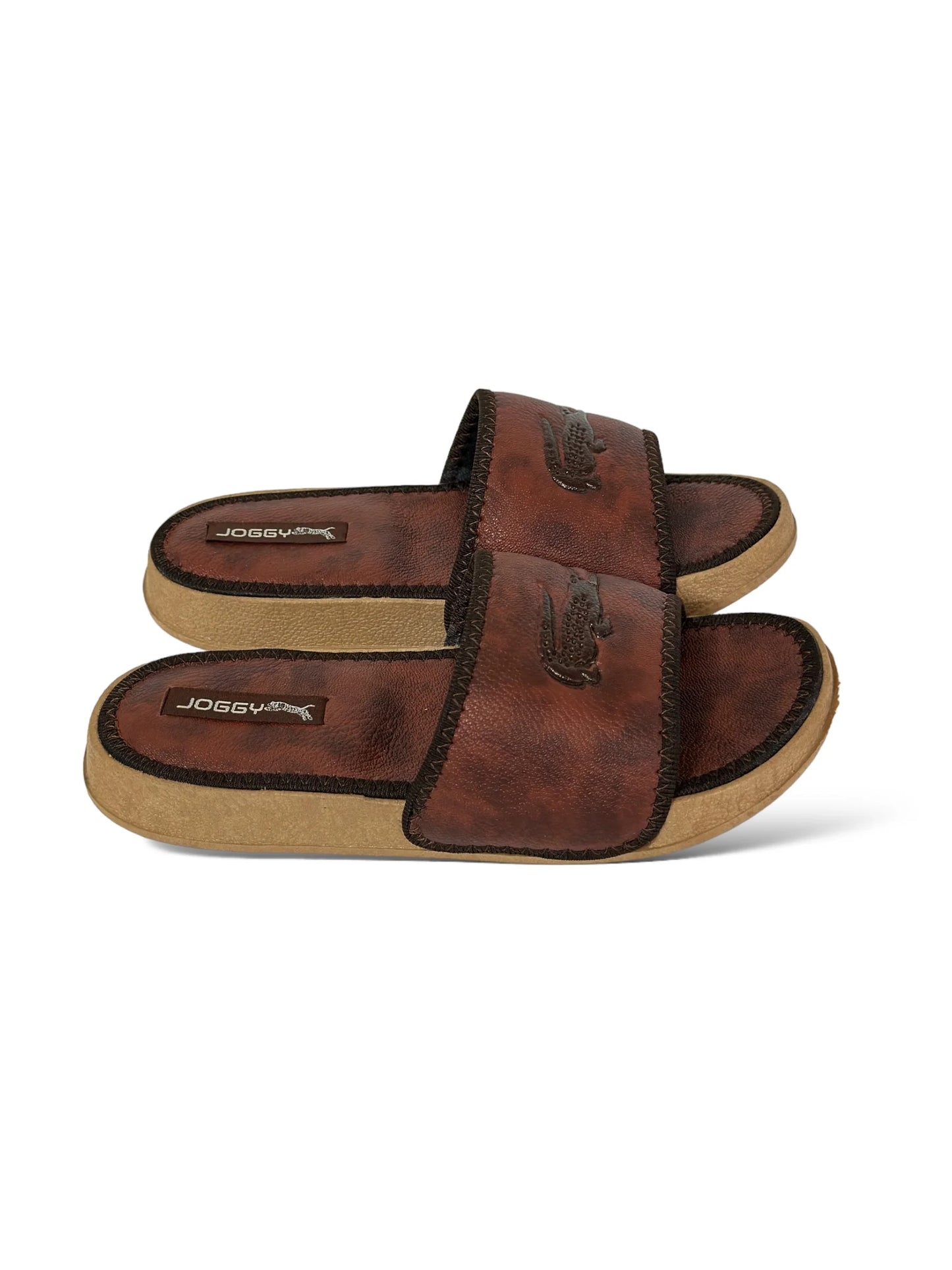 Brown Lacoste Pure Leather Slides - HE – 6 - JOGGY