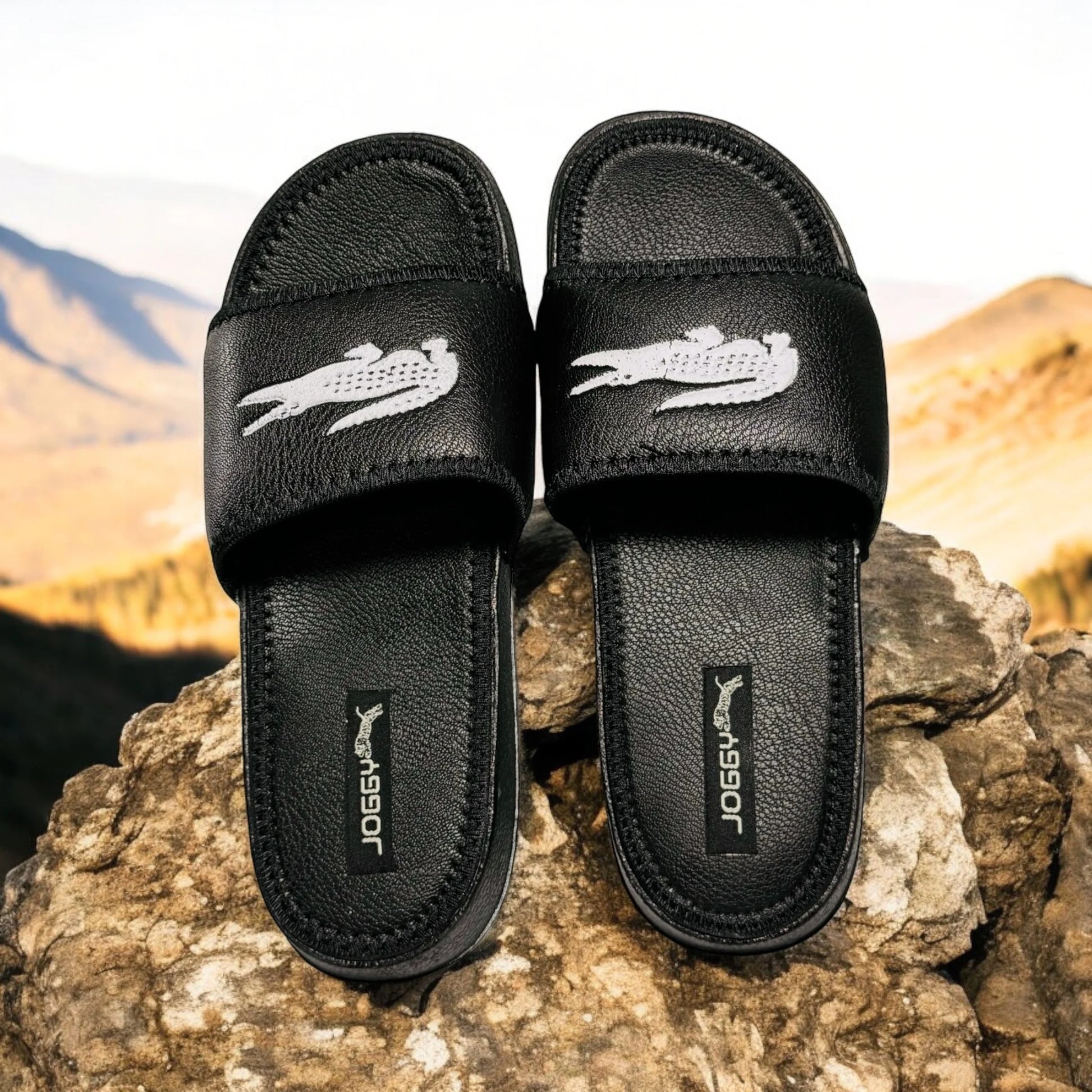Black Lacoste Pure Leather Slides - HE – 6 - JOGGY