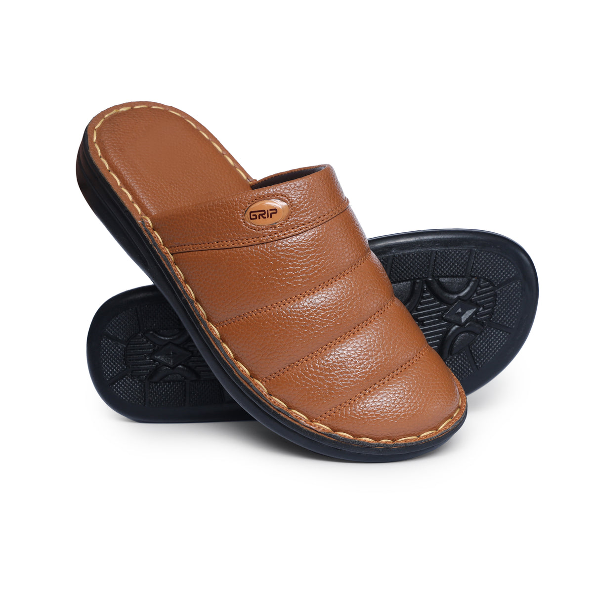 Grain Leather Tan Handmade Mule - T14