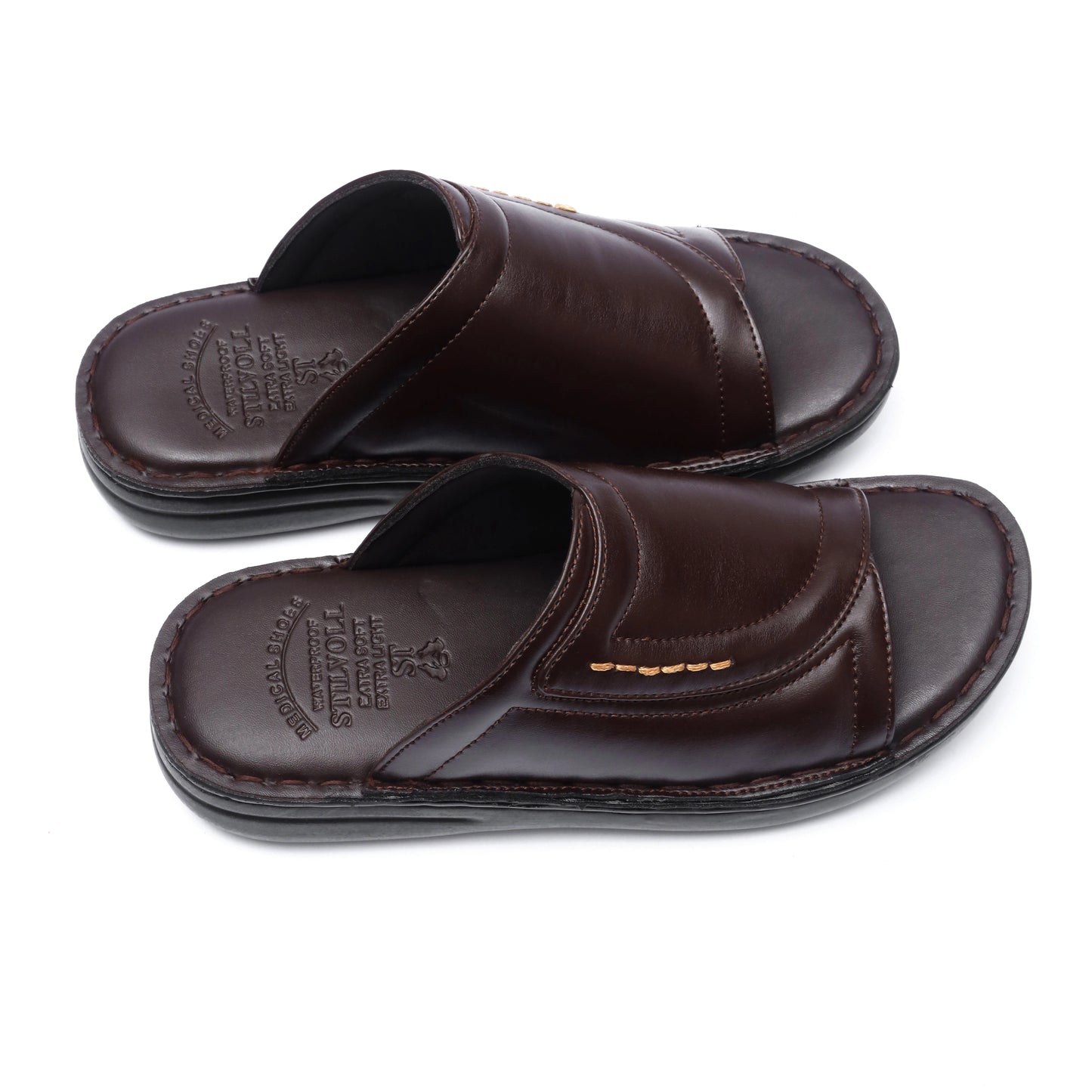 Brown Pure Cow Leather Chappal - T7 - JOGGY