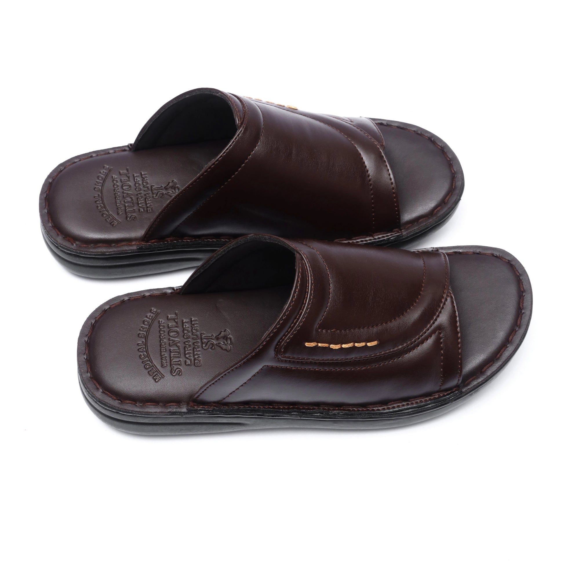 Brown Pure Cow Leather Chappal - T7 - JOGGY