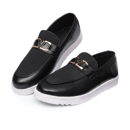 Black Suede Leather Buckle Loafer – F1