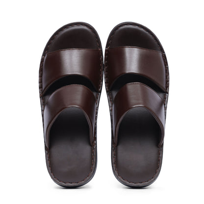 Brown Strap Pure Cow Leather Chappal - T1
