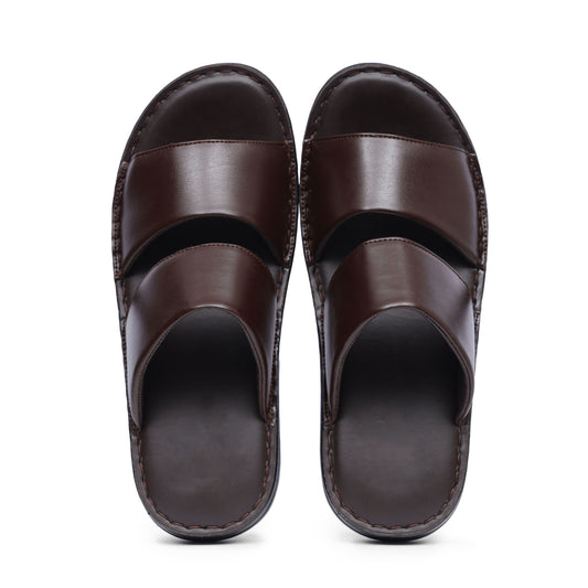 Brown Strap Pure Cow Leather Chappal - T1