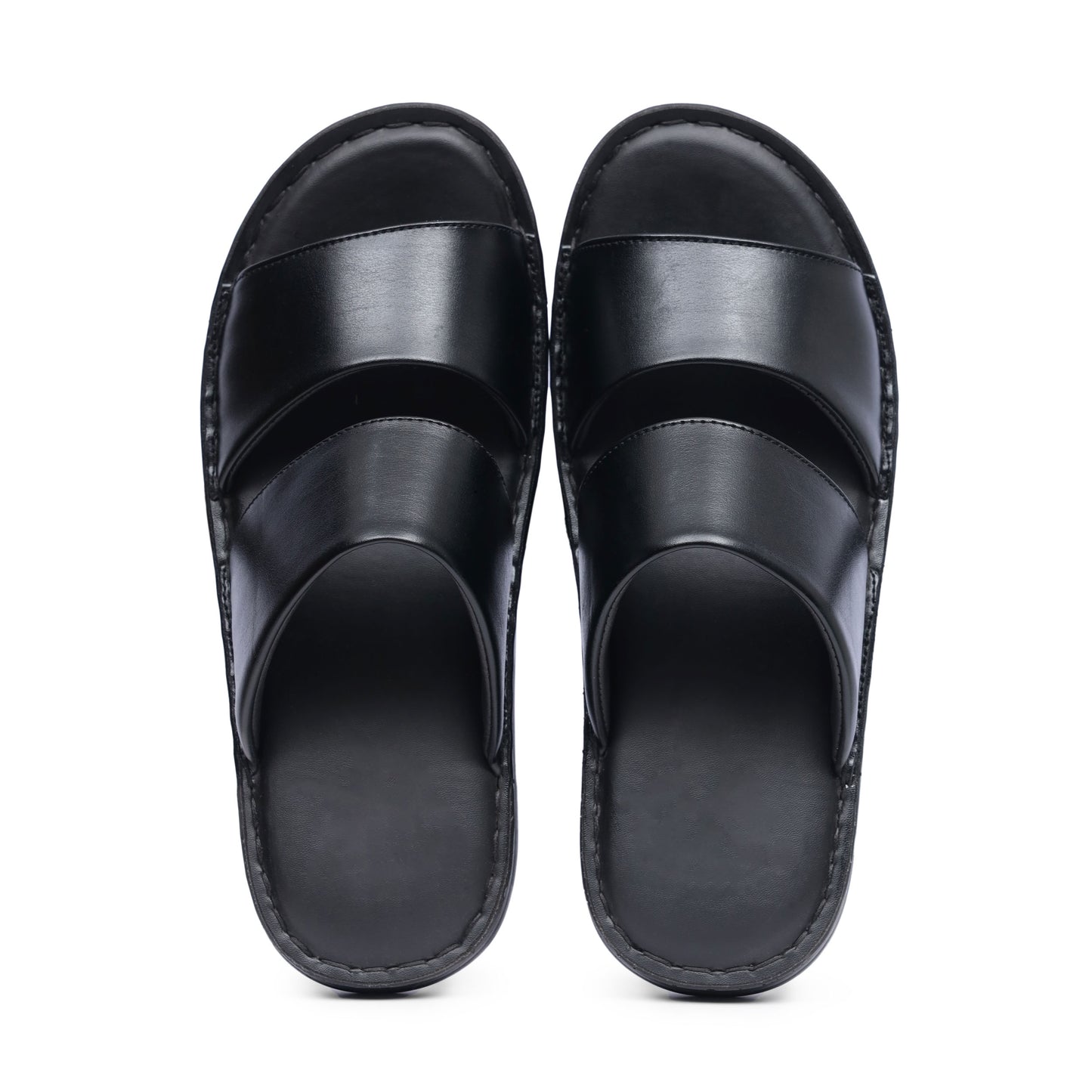 Black Strap Pure Cow Leather Chappal - T1